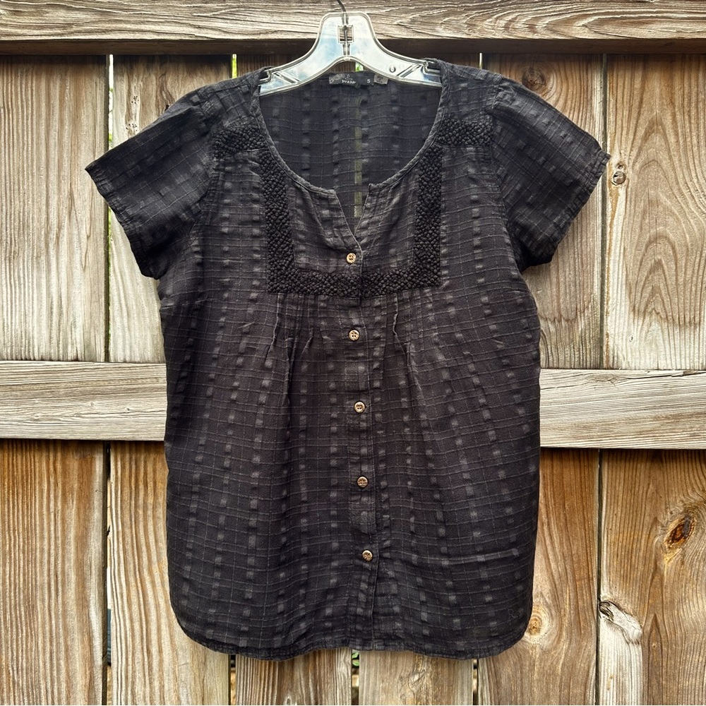 Prana button down cotton chambray shirt, small, black